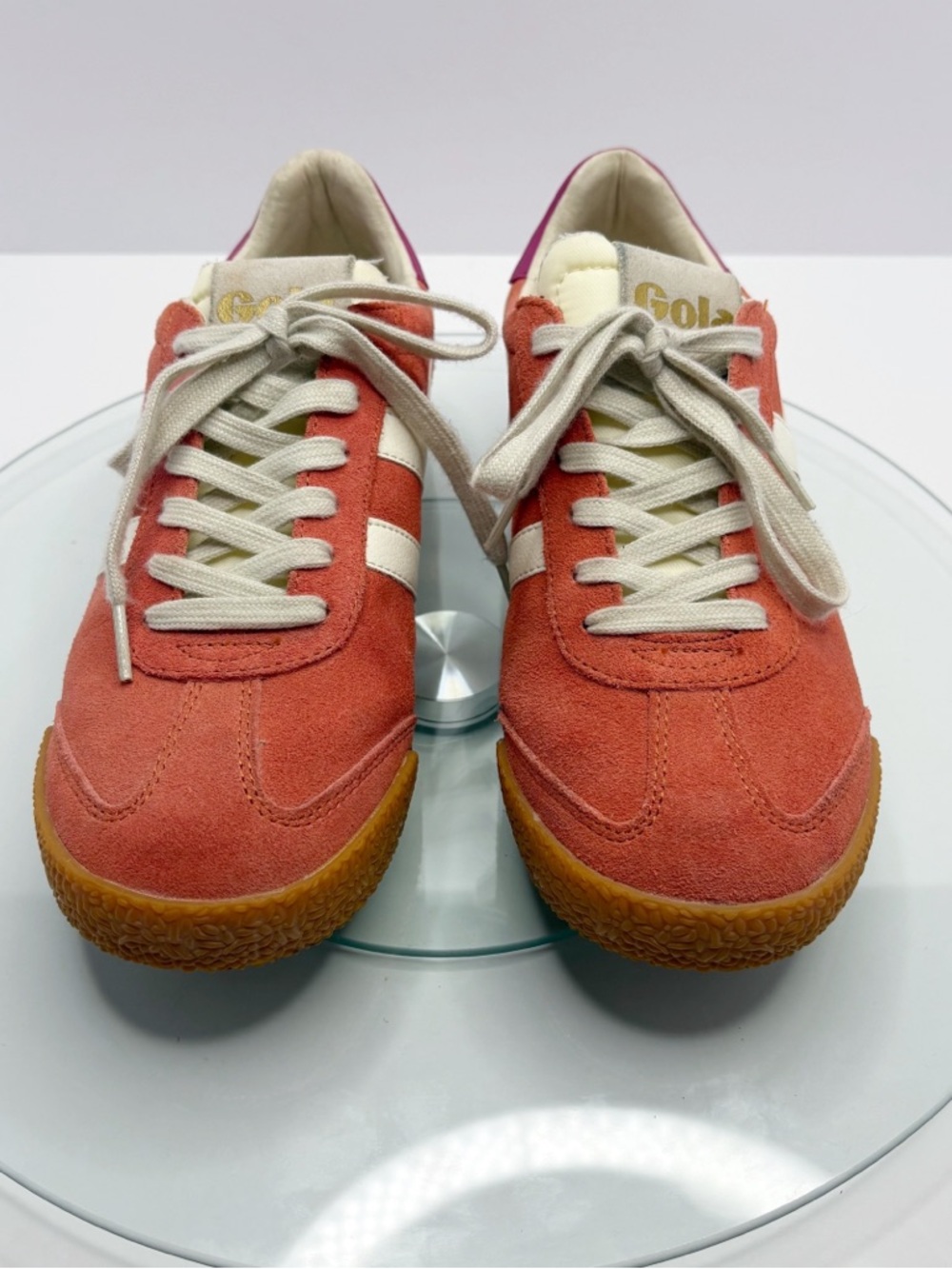 Gola Elan Sneakers Coral Pink Suede Leather Gum Sole Retro Bold Women’s 7.5 - Picture 3 of 11